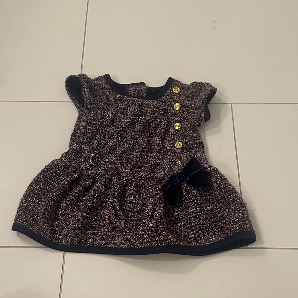 Little me Tweed Baby Dress with Gold Buttons 18m baby girl